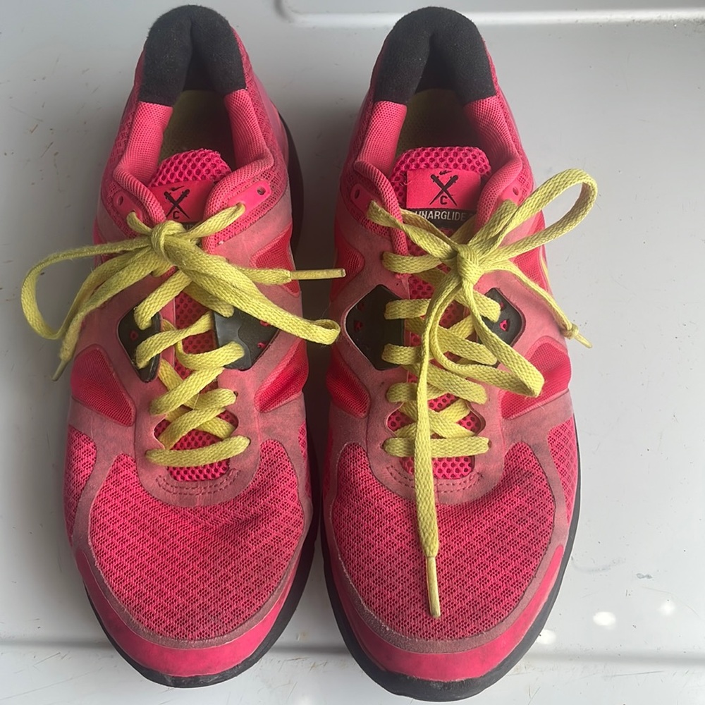 Nike lunarglide 3 running shoes pink yellow mesh athletic sneaker women’s size 8